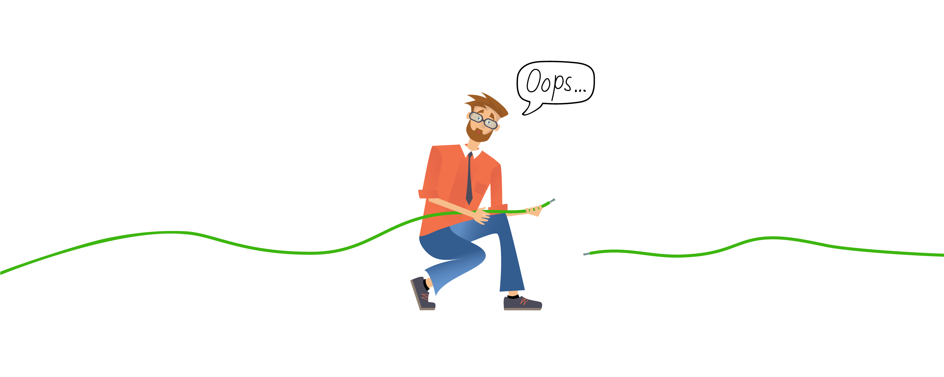 Murrelektronik zaměstnanec držící přetržený kabel